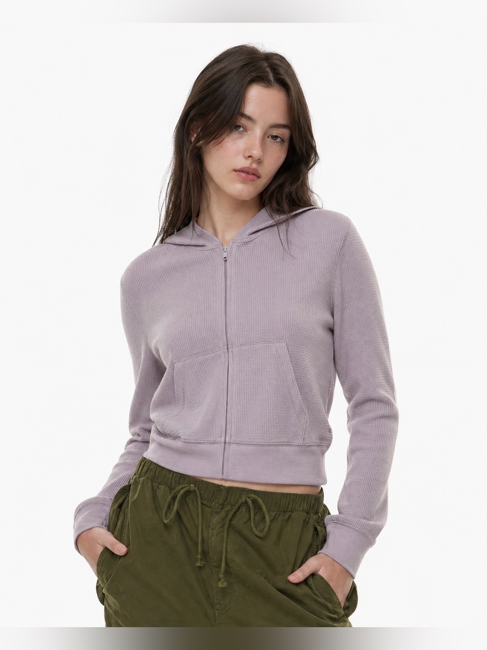 Aritzia TNA Women’s Waffle Zip Hoodie - Size Large